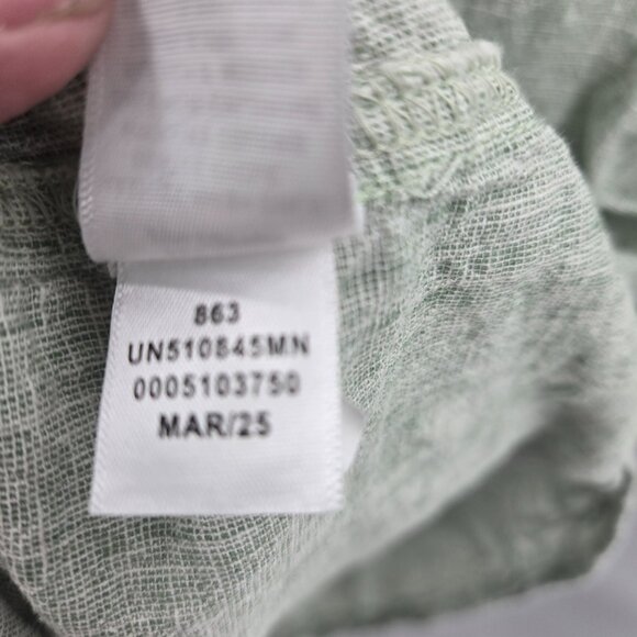 14th and Union Light Green Linen/Cotton Short Sleeved Button Down Large - Picture 9 of 10